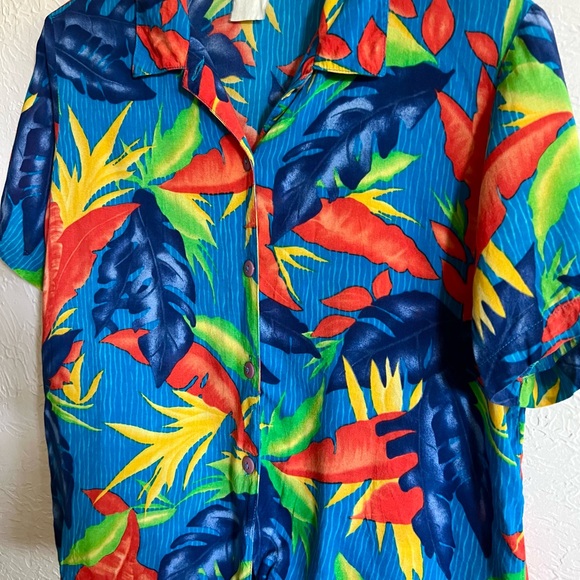 Retro Bird of Paradise Hawaiian Tiki Shirt 90s Vintage Small/Medium - Picture 5 of 7